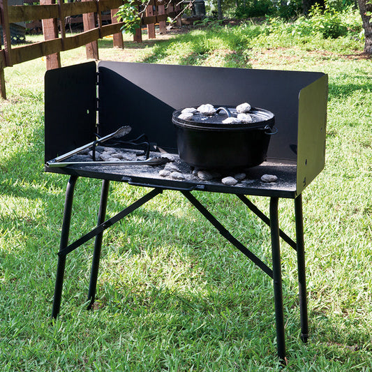 Portable Campfire Cooking Table with Wind Guard