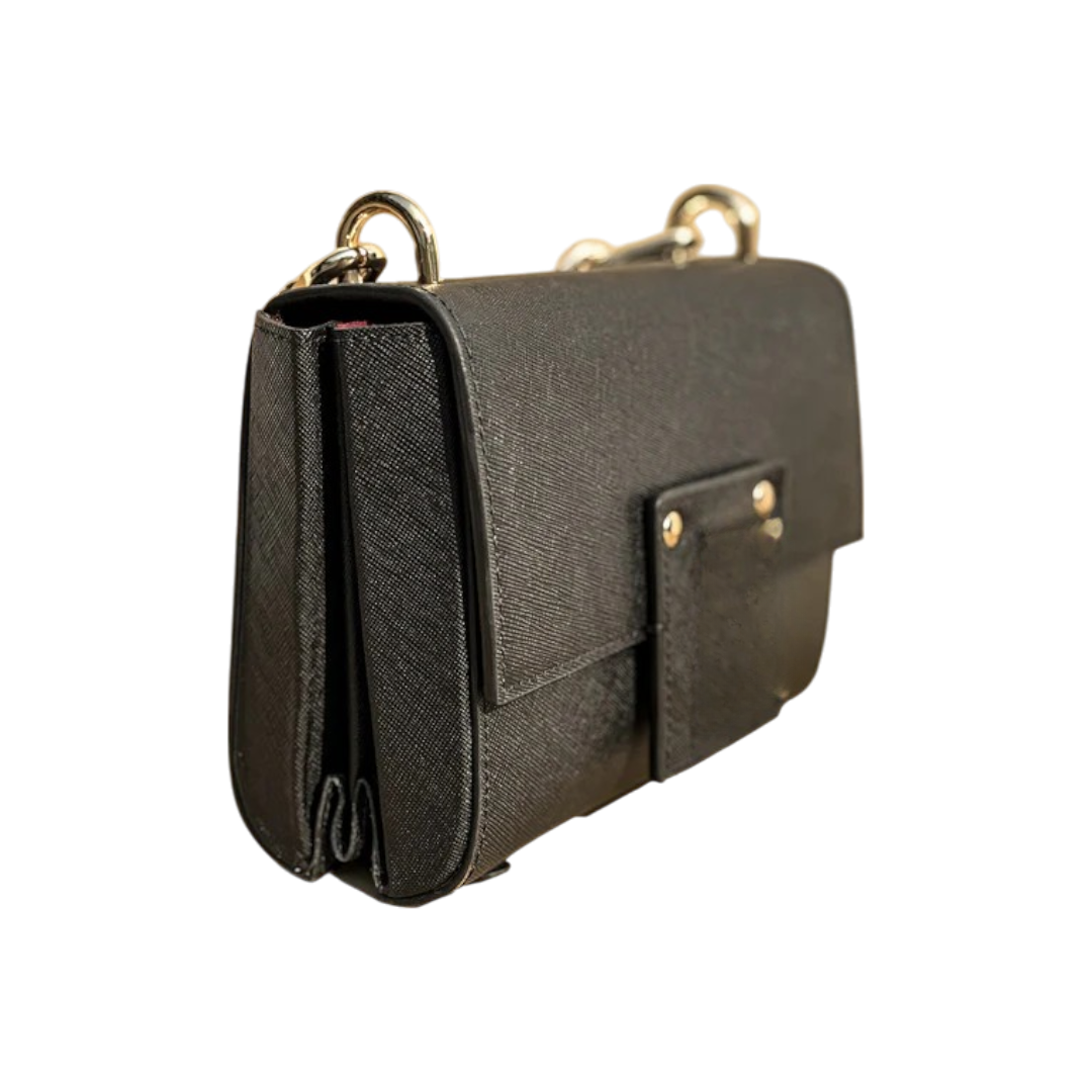 Aloz Classic Black Textured Crossbody Bag