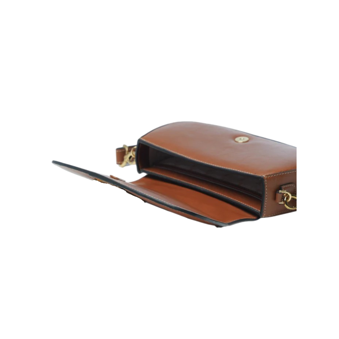 Aloz Classic Brown Leather Baguette Bag