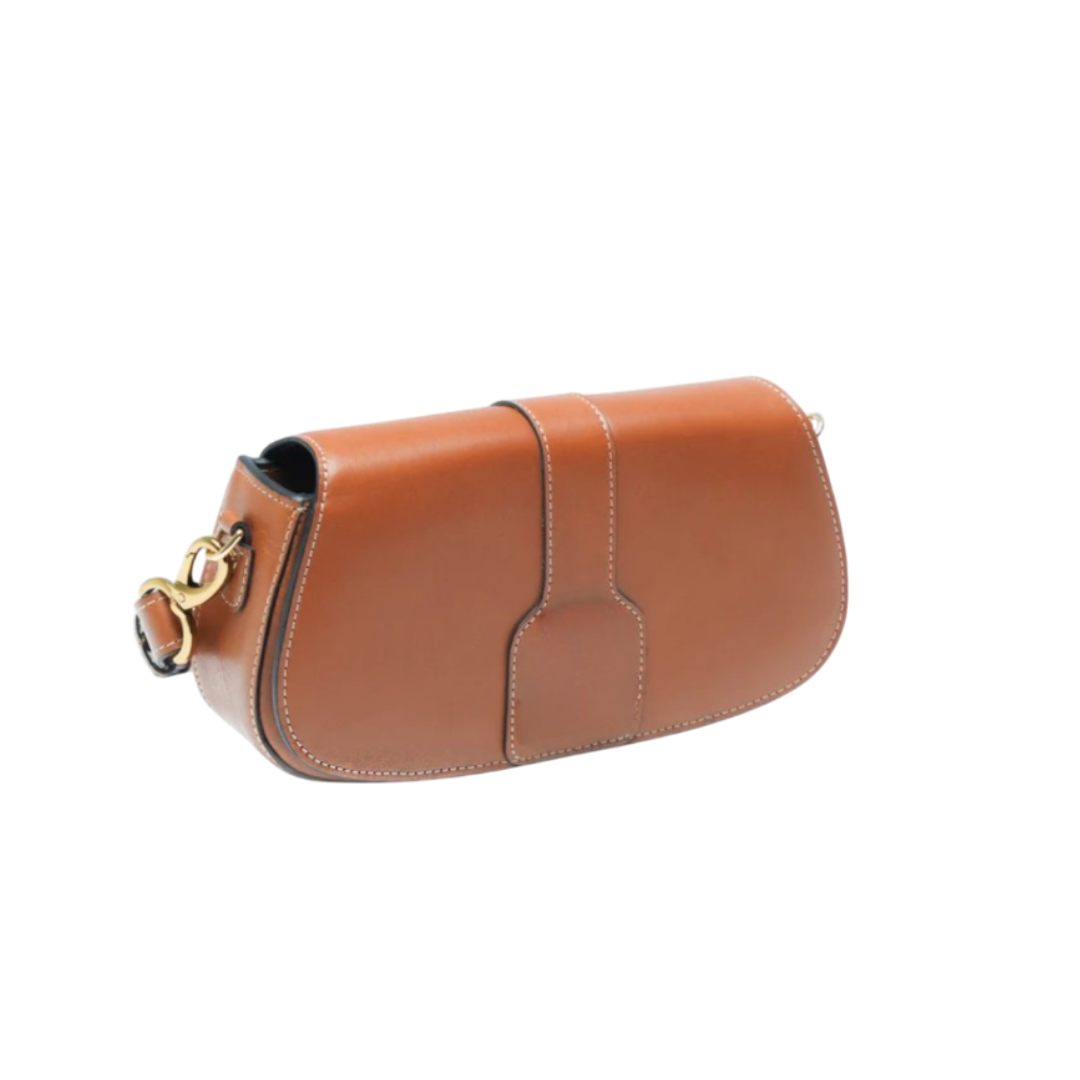 Aloz Classic Brown Leather Baguette Bag